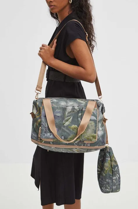 Cestovná taška dámska skladacia so vzorom zelená farba