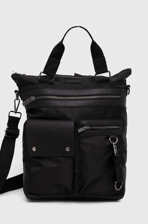 Taška pánska s funciou ruksaka hladká čierna farba