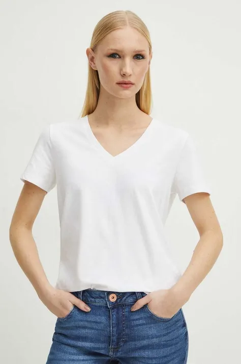 Bombažna kratka majica Medicine ženska, bela barva