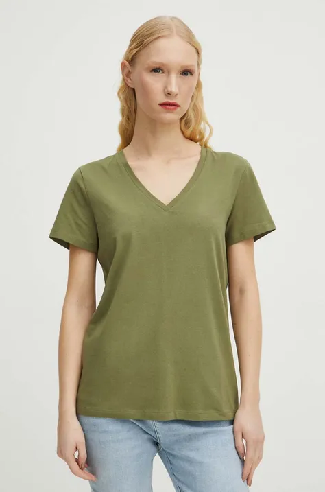 Bavlnené tričko Medicine dámske, zelená farba