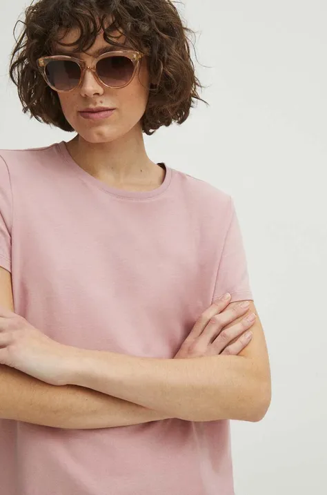 Βαμβακερό μπλουζάκι Medicine γυναικεία, χρώμα: ροζ
