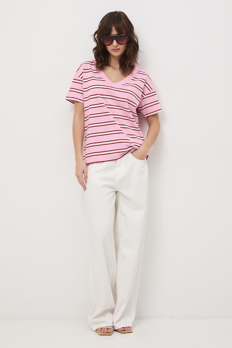 T-shirt damski bawełniany różowy RS24-TSD074