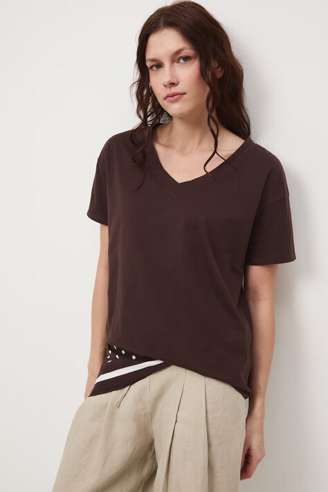 T-shirt damski bawełniany brązowy RS24-TSD074