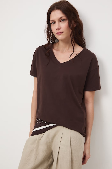 T-shirt damski bawełniany brązowy RS24-TSD074