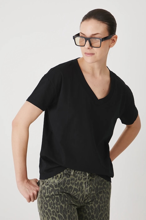 T-shirt bawełniany damski kolor czarny