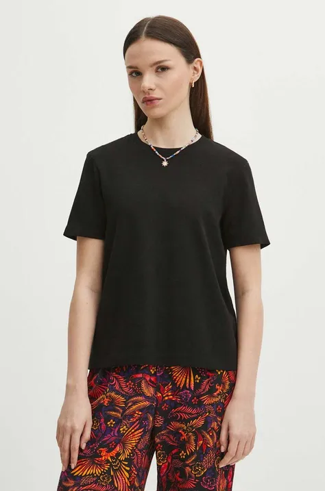 Bavlněné tričko dámské interlock černá barva