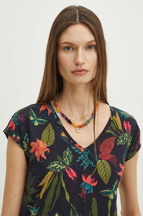 Βαμβακερό μπλουζάκι Medicine γυναικεία, χρώμα: μαύρο