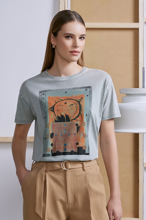 Medicine pamut póló női, türkiz