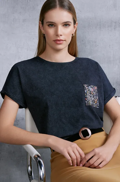Bavlněné tričko dámské z kolekce Graphics Series šedá barva