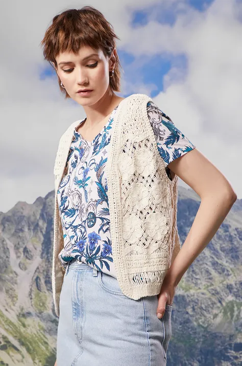 Bavlnené tričko dámske z kolekcie Tatra National Park x Medicine béžová farba