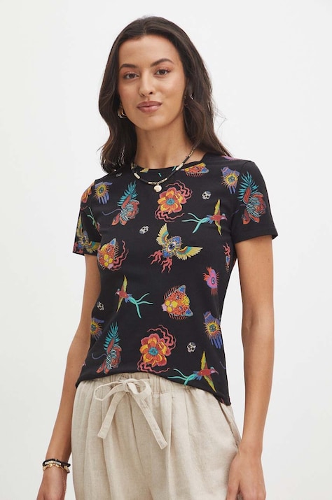 Bavlněné tričko Medicine černá barva