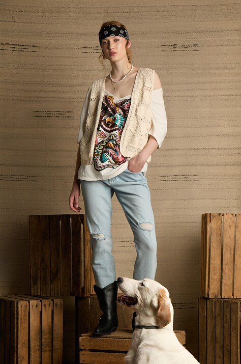 Medicine pamut póló női, bézs