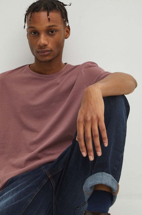 Хлопковая футболка Medicine мужская цвет розовый узорная