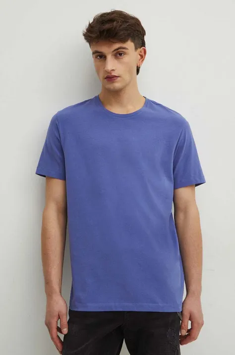 Bavlnené tričko Medicine pánske, fialová farba, vzorované