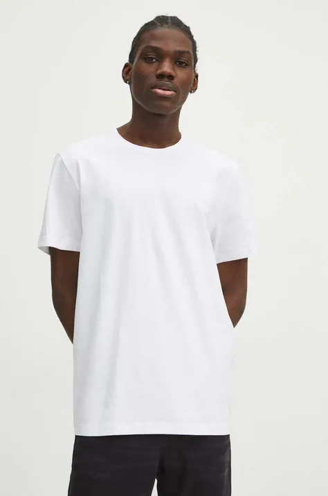 T-shirt bawełniany męski z domieszką elastanu kolor biały