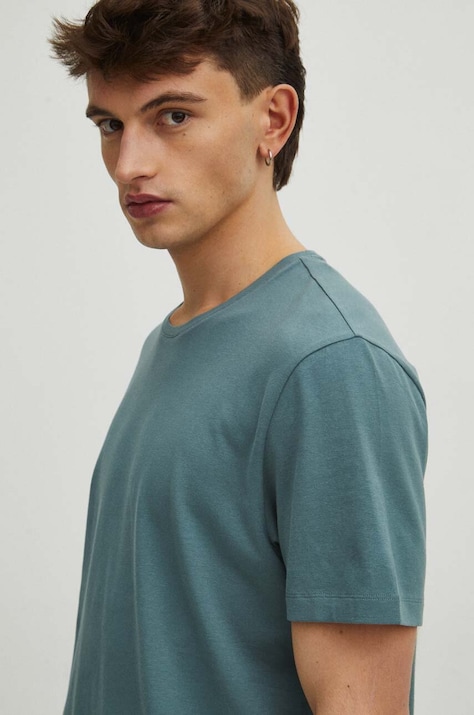 Medicine t-shirt bawełniany męski kolor zielony gładki