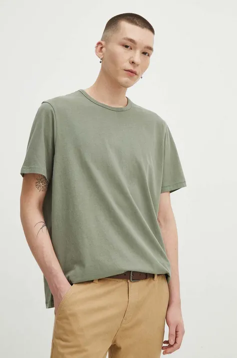 Bavlnené tričko Medicine pánsky, zelená farba, jednofarebný