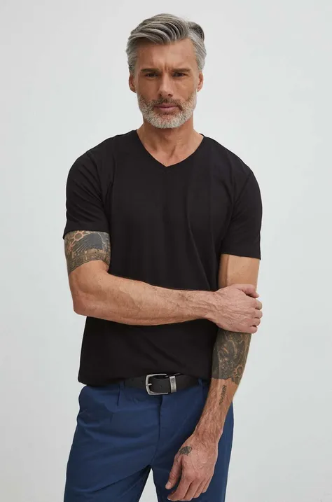 Bavlnené tričko Medicine pánsky, čierna farba, jednofarebný