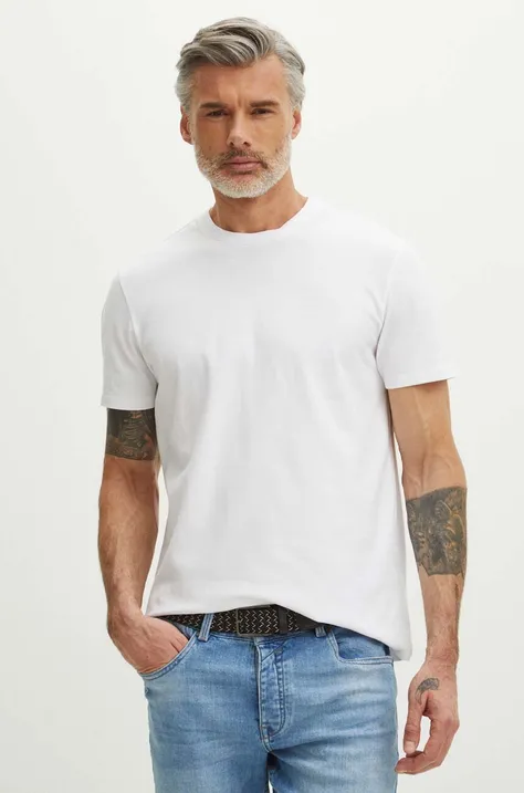 Bombažna kratka majica Medicine moški, bela barva
