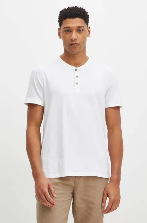 Bavlnené tričko pánsky biela farba