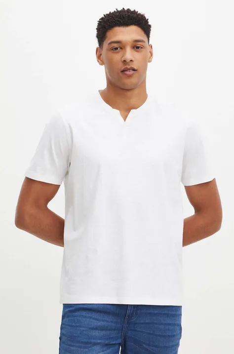 Bavlnené tričko pánsky biela farba