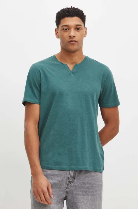 Бавовняна футболка Medicine чоловічий колір зелений однотонний