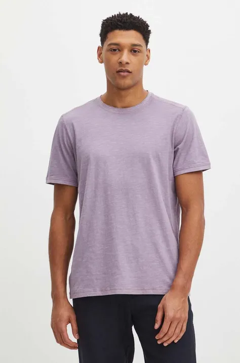 Bavlněné tričko fialová barva