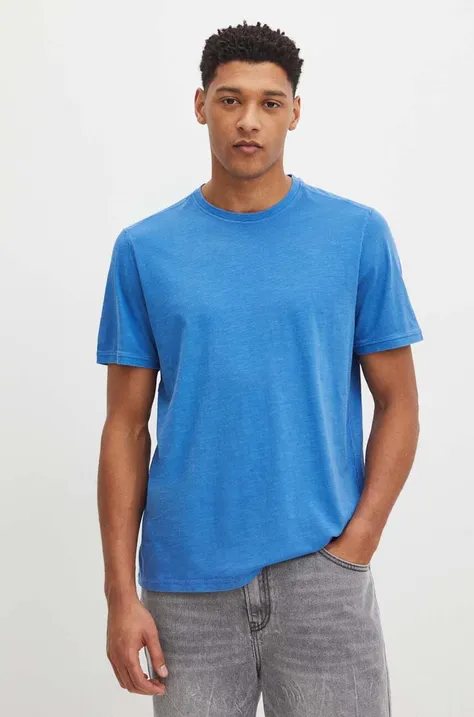 Medicine t-shirt bawełniany męski kolor niebieski gładki
