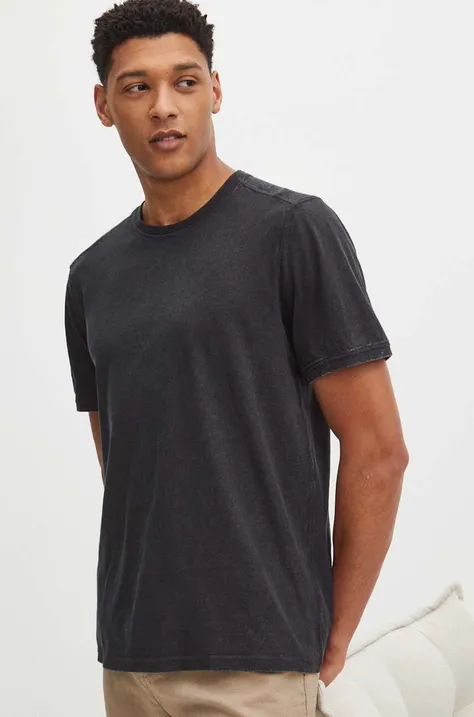 T-shirt bawełniany męski gładki kolor szary