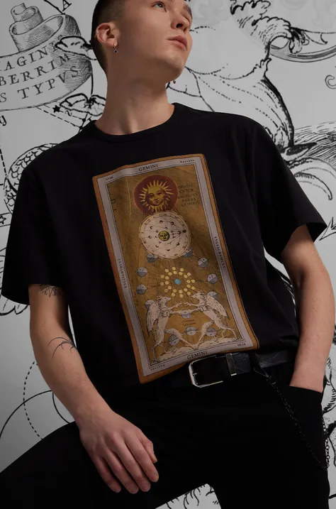 Bavlnené tričko pánske z kolekcie Zverokruh - Blíženci šedá farba