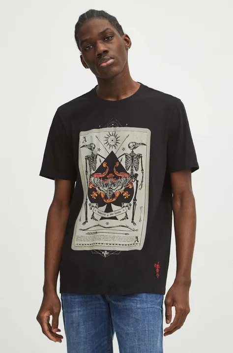 T-shirt bawełniany męski z kolekcji Love Alchemy kolor czarny