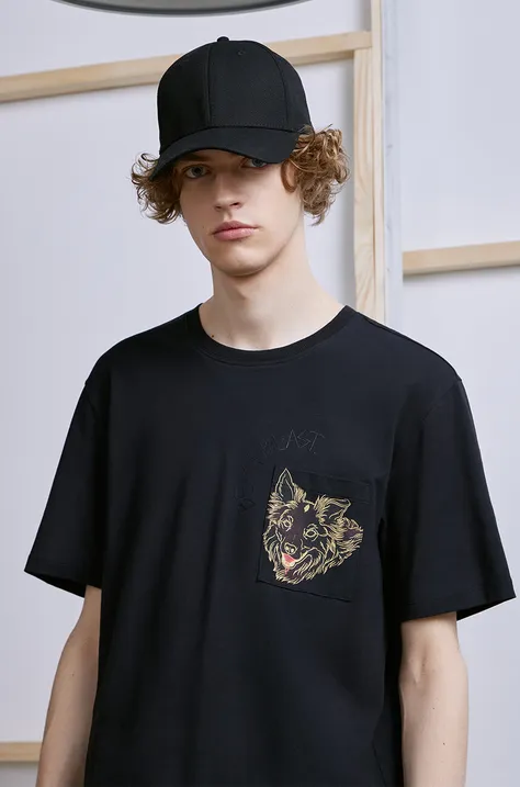 Bavlnené tričko pánske s elastanom z kolekcie Graphics Series čierna farba