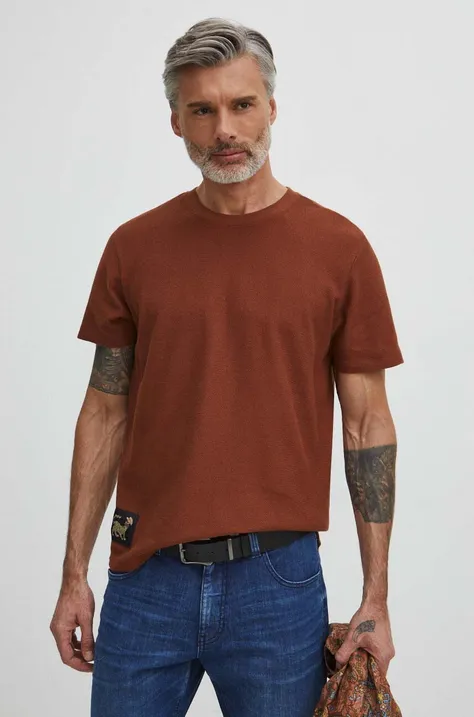 Бавовняна футболка Medicine чоловічий колір коричневий з аплікацією