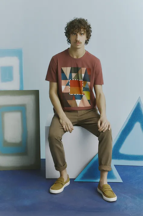 Bavlnené tričko pánske z kolekcie Jerzy Nowosielski x Medicine fialová farba