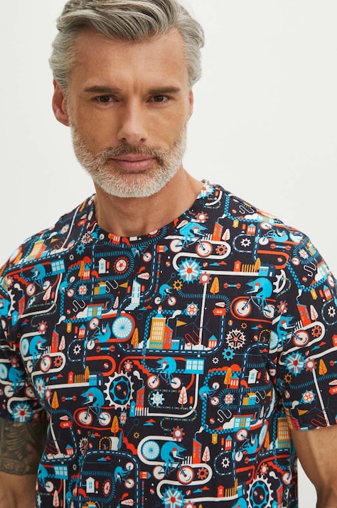 T-shirt bawełniany męski kolor czarny