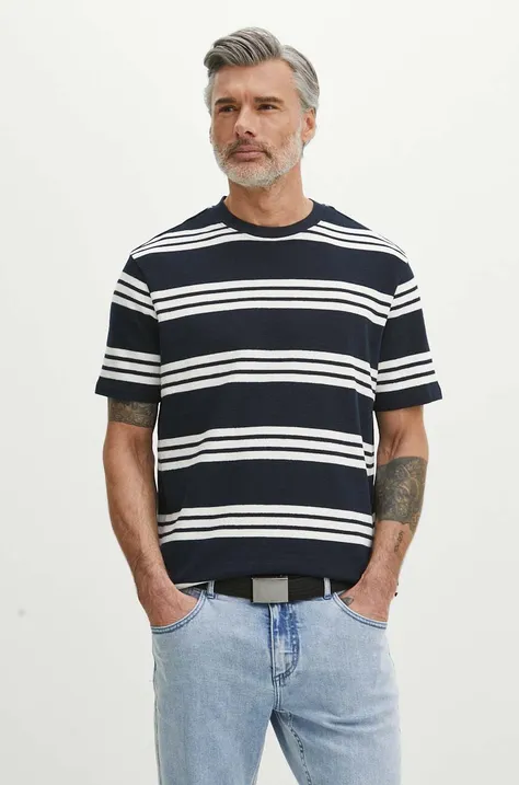 Bavlnené tričko Medicine pánske, tmavomodrá farba, vzorované