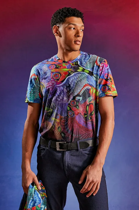 T-shirt bawełniany męski z domieszką elastanu z kolekcji Jane Tattersfield x Medicine kolor multicolor