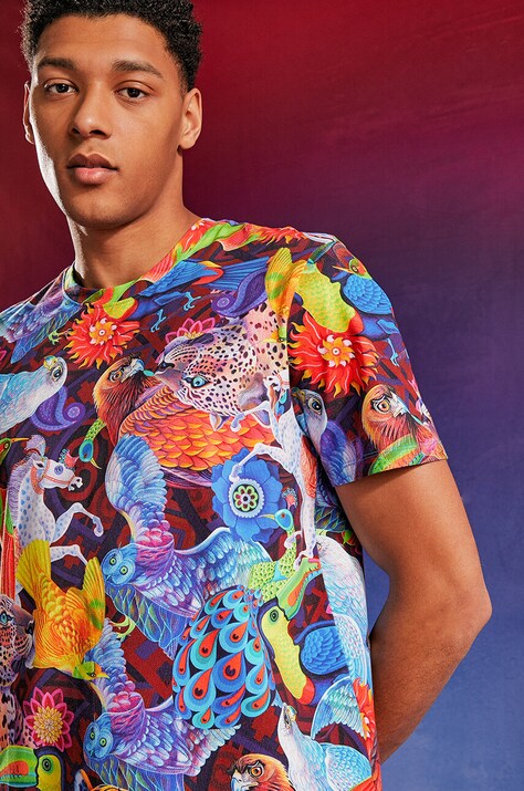 T-shirt bawełniany męski z domieszką elastanu z kolekcji Jane Tattersfield kolor multicolor