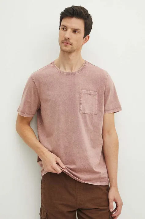 Хлопковая футболка Medicine мужской цвет розовый однотонный