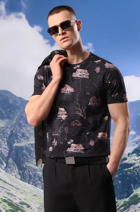Bavlněné tričko pásnké z kolekce Tatra National Park x Medicine černá barva