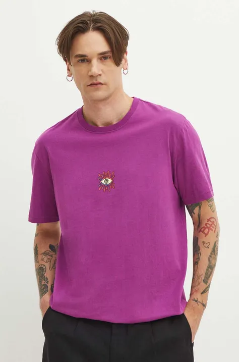 Bavlnené tričko Medicine pánske, fialová farba, s potlačou