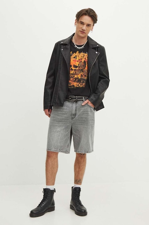 T-shirt bawełniany męski Slayer kolor czarny