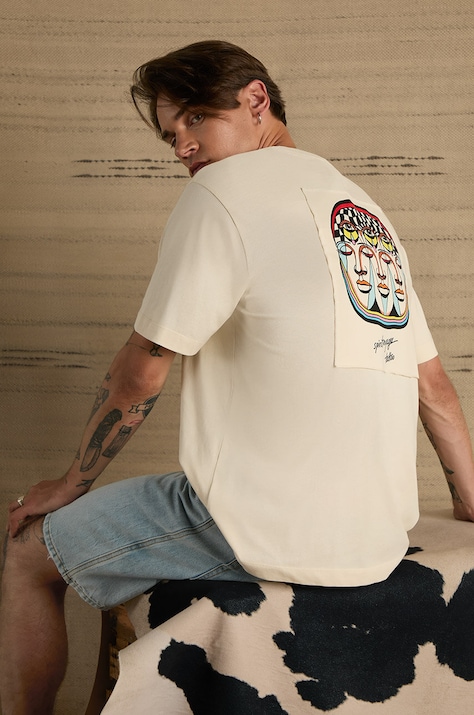 Medicine t-shirt bawełniany męski kolor beżowy z nadrukiem