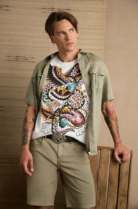 Medicine t-shirt bawełniany męski kolor biały z nadrukiem