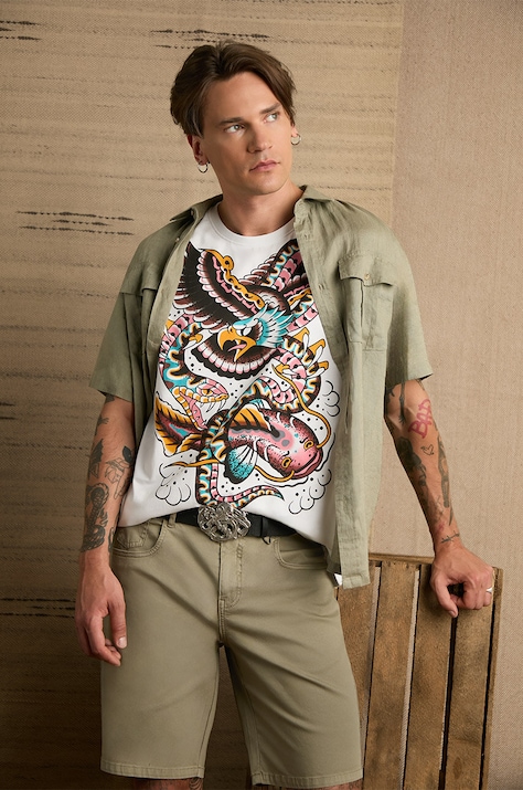 T-shirt bawełniany męski Tattoo Art by Rafał Czerkas - Rafsmiler kolor biały