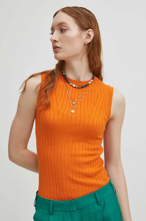 Top damski sweterkowy kolor pomarańczowy