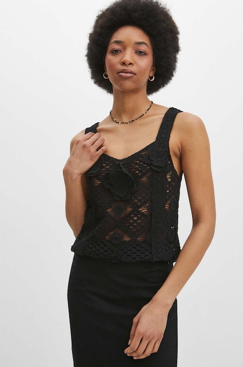 Top damski ażurowy kolor czarny
