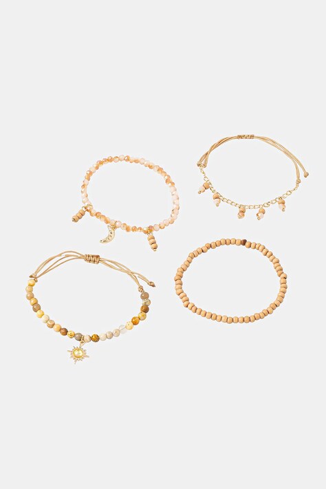 Bransoletki damskie z kamieniem naturalnym (4-pack) kolor beżowy