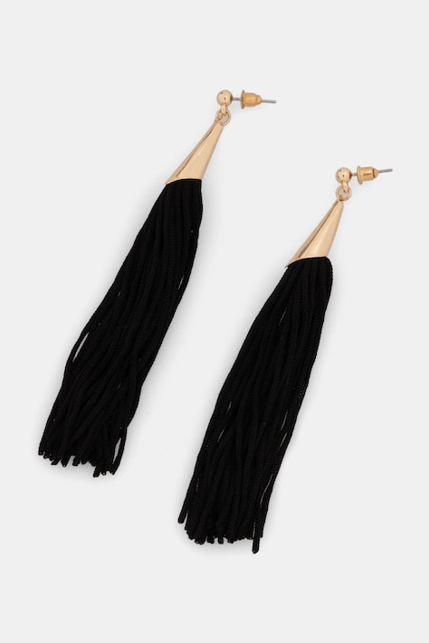 Kolczyki damskie z ozdobnymi frędzlami kolor złoty