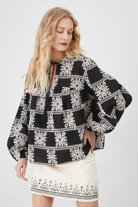 Medicine bluza din bumbac femei, culoarea negru, cu imprimeu